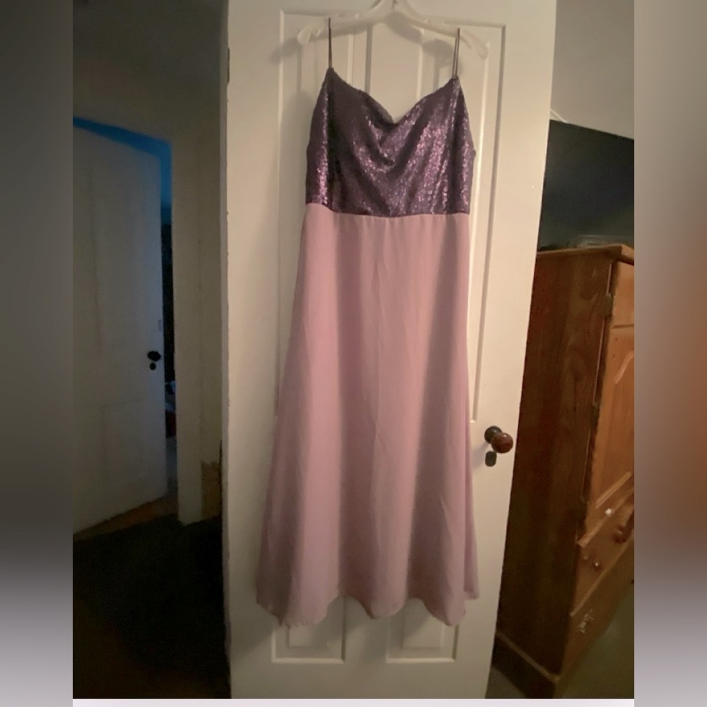 Christina Wu Celebration. Full length floor gown. Aubergine/Thistle. Size 14.